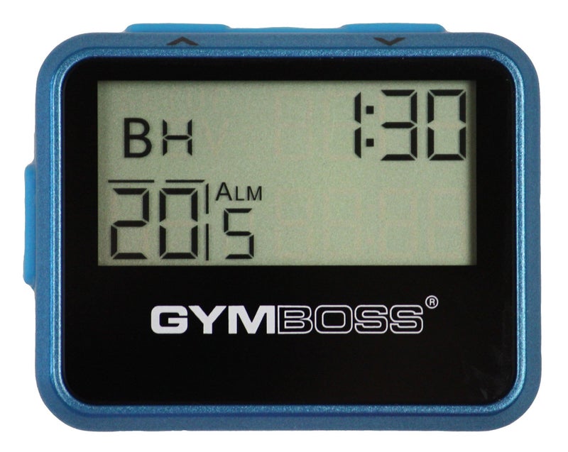 Gymboss مؤقت جيمبوس وفترة توقيت وساعة مع حزام ساعة - حزمة (أخضر مزرق مع أزرار زرقاء، مقاس واحد يناسب الجميع) - Image 3